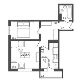 Квартира 58,5 м², 2-комнатная - изображение 2