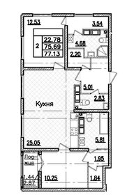 Квартира 77,1 м², 2-комнатная - изображение 1