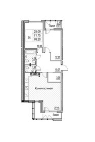 Квартира 76,2 м², 2-комнатная - изображение 1