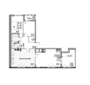 Квартира 96,8 м², 3-комнатная - изображение 1