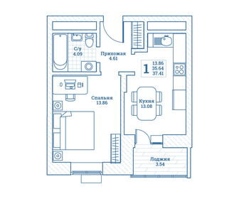 37,1 м², 1-комнатная квартира 4 231 680 ₽ - изображение 18