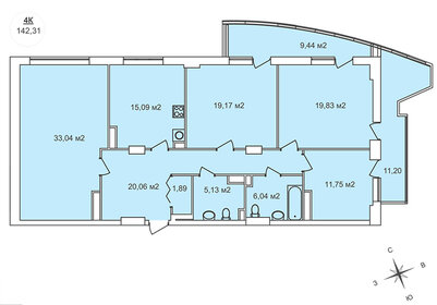 Квартира 142,3 м², 4-комнатная - изображение 1