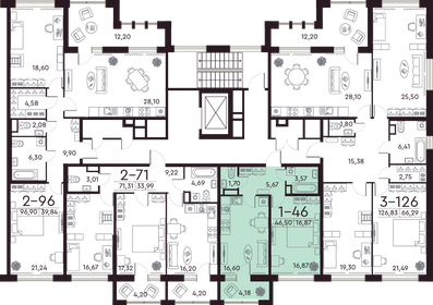 Квартира 46,4 м², 1-комнатная - изображение 2