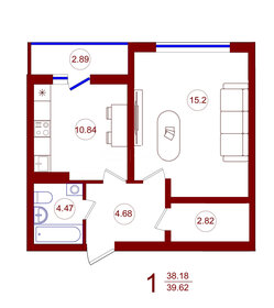 41,2 м², 1-комнатная квартира 4 329 150 ₽ - изображение 18