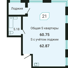 Квартира 62,9 м², студия - изображение 1