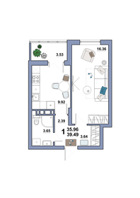 39 м², 1-комнатная квартира 5 650 000 ₽ - изображение 94