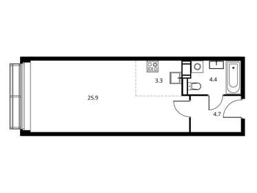 Квартира 38,3 м², студия - изображение 1