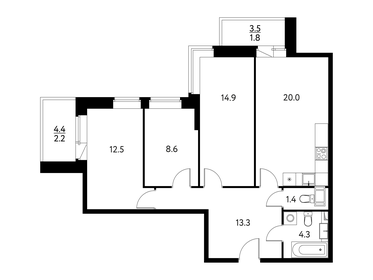 87,1 м², 3-комнатная квартира 12 500 000 ₽ - изображение 20