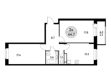 60,6 м², 2-комнатная квартира 7 583 105 ₽ - изображение 18