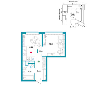 32,5 м², 1-комнатная квартира 5 341 375 ₽ - изображение 1