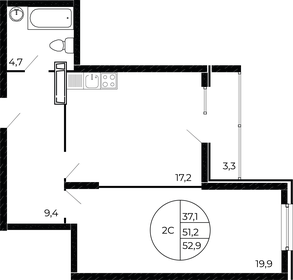 55 м², 2-комнатная квартира 6 176 500 ₽ - изображение 57