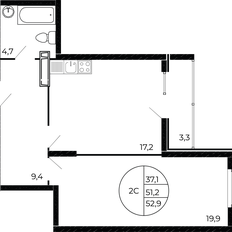 Квартира 52,9 м², 2-комнатная - изображение 2