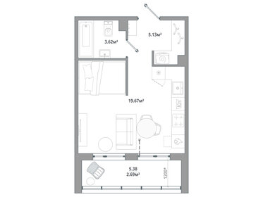 Квартира 31,1 м², студия - изображение 1