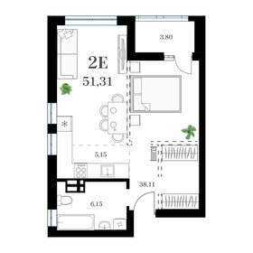 51,6 м², 1-комнатная квартира 10 631 700 ₽ - изображение 14