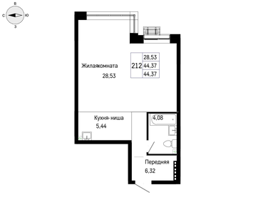 Квартира 44,4 м², 1-комнатная - изображение 4