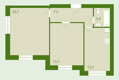 Квартира 59,5 м², 2-комнатная - изображение 1