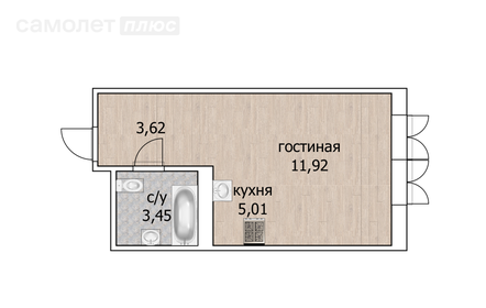 Квартира 24 м², студия - изображение 2