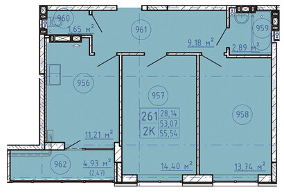 Квартира 55,5 м², 2-комнатная - изображение 1