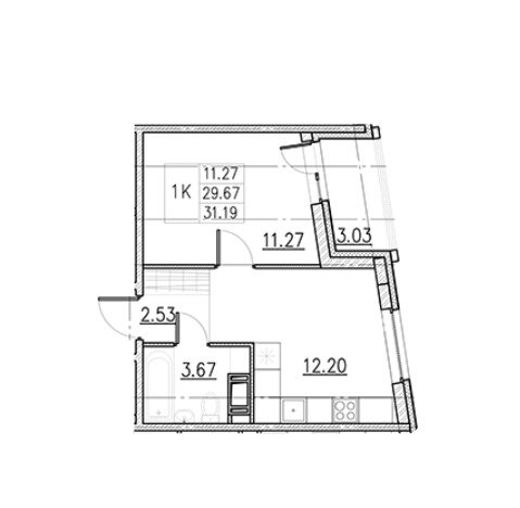 31,1 м², 1-комнатная квартира 4 500 000 ₽ - изображение 1