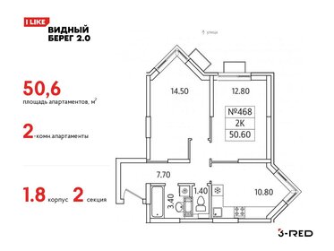 53 м², 2-комнатная квартира 7 900 000 ₽ - изображение 79