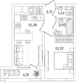39,9 м², 1-комнатная квартира 11 657 523 ₽ - изображение 28