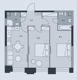 Квартира 61 м², 2-комнатная - изображение 1