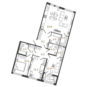 Квартира 112,3 м², 3-комнатная - изображение 1