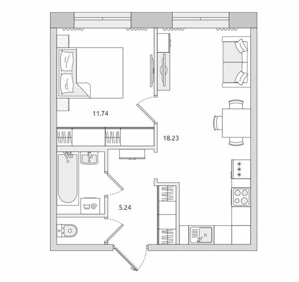 39,6 м², 1-комнатная квартира 11 080 000 ₽ - изображение 1