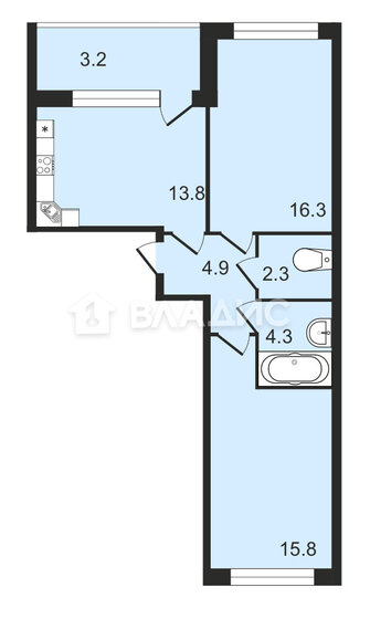 60,6 м², 2-комнатная квартира 14 250 000 ₽ - изображение 1