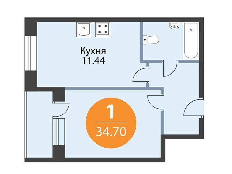 34,7 м², квартира-студия 11 070 295 ₽ - изображение 1