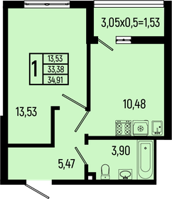 Квартира 34,9 м², 1-комнатная - изображение 1