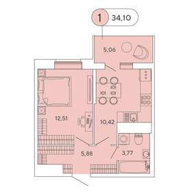 Квартира 34,1 м², 1-комнатная - изображение 1