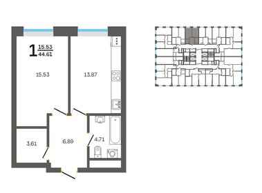 44,6 м², 1-комнатные апартаменты 5 799 300 ₽ - изображение 20