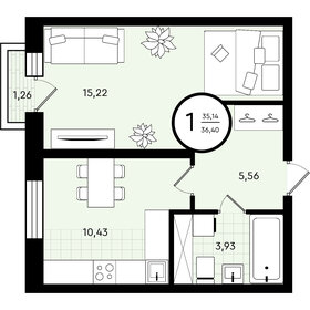 35,4 м², 1-комнатная квартира 4 761 100 ₽ - изображение 63
