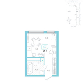 Квартира 21,4 м², студия - изображение 1