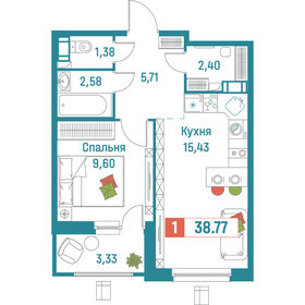 Квартира 38,8 м², 1-комнатная - изображение 1