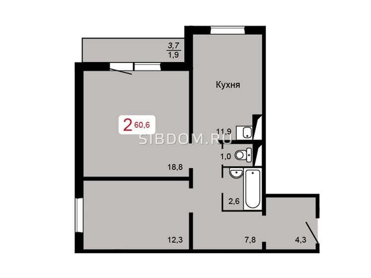 60,9 м², 2-комнатная квартира 6 450 000 ₽ - изображение 26