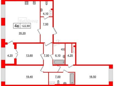 Квартира 122,6 м², 3-комнатная - изображение 1