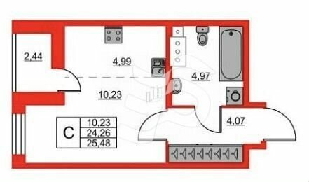 Квартира 24,5 м², студия - изображение 1