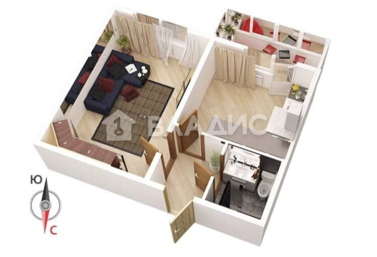 39,7 м², 1-комнатная квартира 8 000 000 ₽ - изображение 1