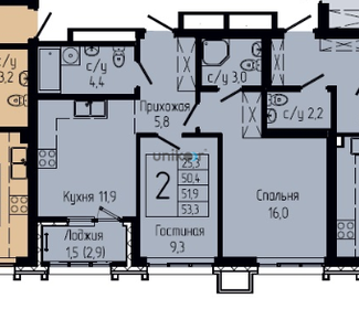 52 м², 2-комнатная квартира 8 890 000 ₽ - изображение 88
