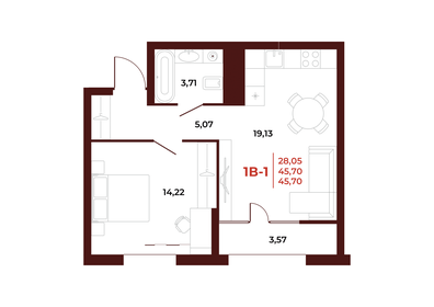 46 м², 1-комнатная квартира 4 872 820 ₽ - изображение 60