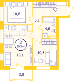 57,2 м², 3-комнатная квартира 4 250 000 ₽ - изображение 81