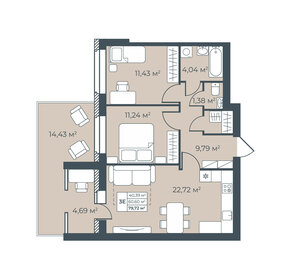 90,3 м², 4-комнатная квартира 6 496 271 ₽ - изображение 10