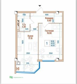 Квартира 45 м², 1-комнатная - изображение 1