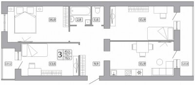 82 м², 3-комнатная квартира 7 300 000 ₽ - изображение 75