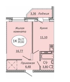 Квартира 39,8 м², 1-комнатная - изображение 2