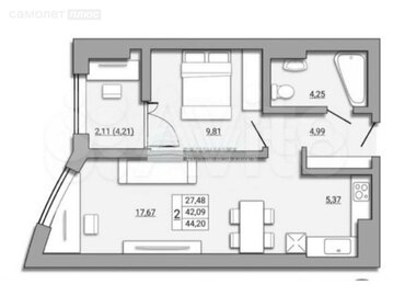 45,7 м², 2-комнатная квартира 7 400 000 ₽ - изображение 47