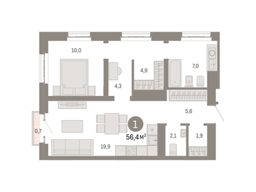 35,8 м², 1-комнатная квартира 14 550 000 ₽ - изображение 41