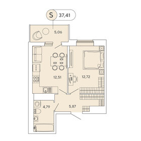 37,4 м², 1-комнатная квартира 6 500 000 ₽ - изображение 1